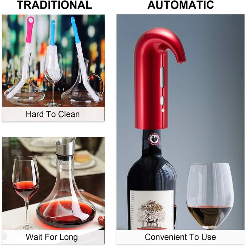 USB Rechargeable Electric Wine Aerator Decanter Bar Accessories Automatic Wine Dispenser Pourer Storage Bag Party Supplies Wine Aerator Pourer Wine Aerator Decanter