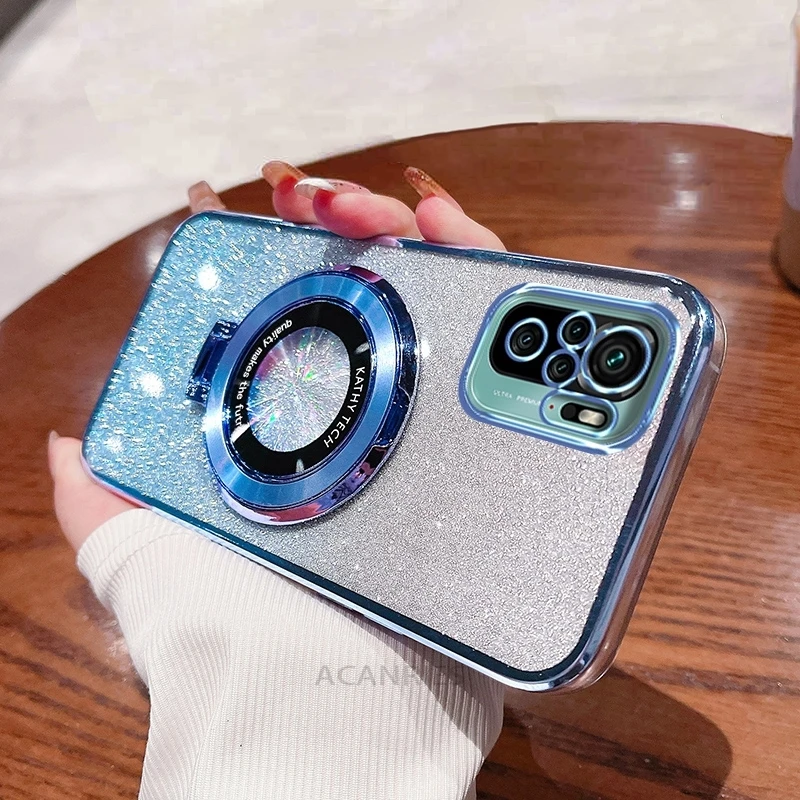 Glitter Plating Silicone Case with Holder and Stand