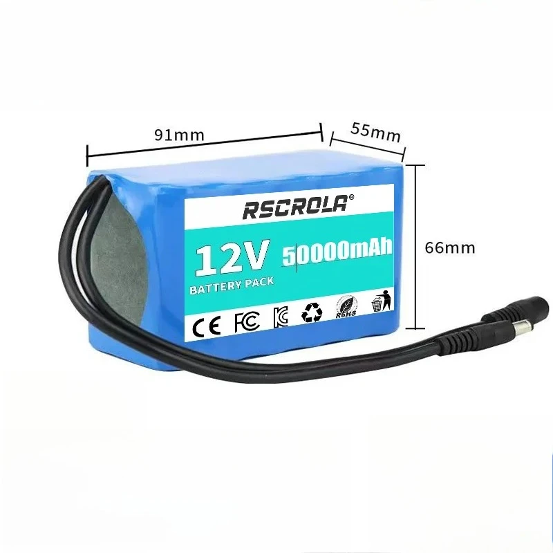 12V 20Ah-50Ah 3S5P 18650 Lithium Ion Battery Pack with BMS + Charger Super Large Capacity Rechargeable DC12.6V image 2