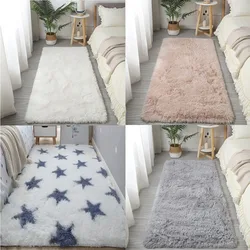Floor Protection Bedside Rugs New Non Slip Washable Bedroom Mats Imitation Wool Long Hair Carpet Home Decor