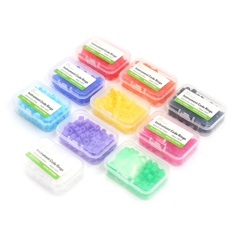 Lab Instrument Code Rings Orthodontic Circle Silicone Dental 100pcs Dental Silicone Rings