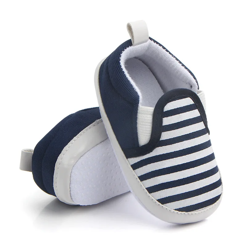 New Striped Baby Shoes Classic Shallow Cut Canvas Shoes for Boy Girl  Soft Sole Non-Slip Infant Booties Kids First Walkers 4
