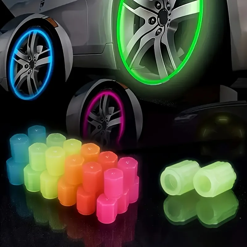 Automotive universal luminous hexagonal tire valve cap fluorescent motorcycle bicycle dustproof waterproof parts-tire valve caps