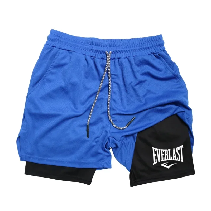 Men's compression gym shorts EVERLAST printed sports pants, double