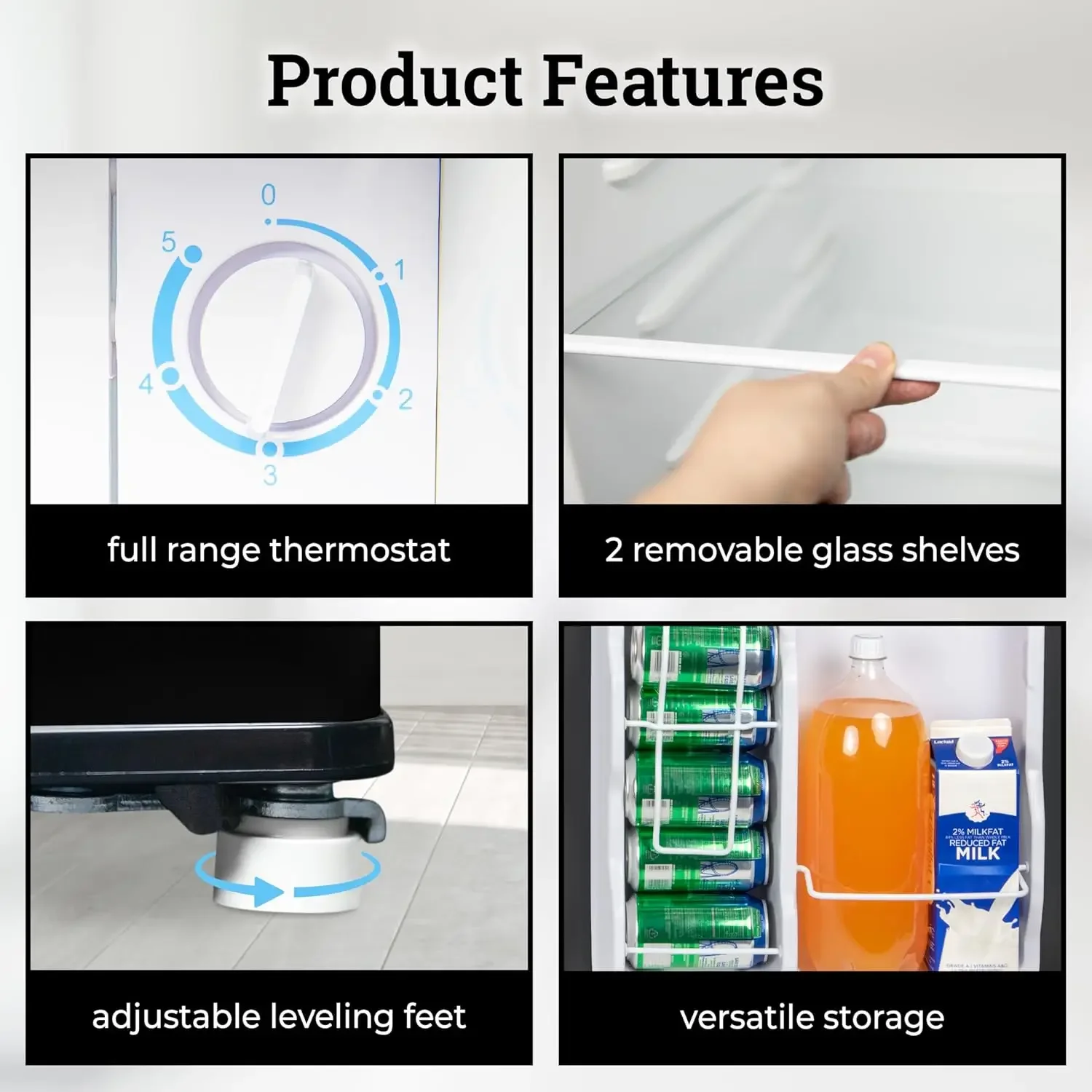 2.6 Cu.Ft. Compact Refrigerator with Freezer, 2 Shelfs, Perfect for Homes, Offices, Dorms, Black 3