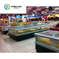 Supermarché horizontal commercial porte supérieure en verre coffre aliments surgelés grande île profonde affichage crème glacée réfrigérateur réfrigérateur congélateur 4
