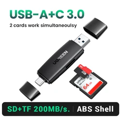 Universal Dual - Port USB & Type - C SD/MicroSD Card Reader (2 - in - 1 ABS SD3.0)