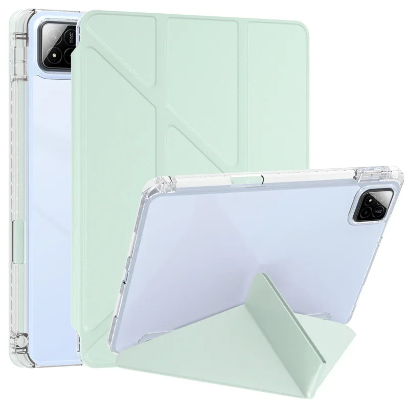 Acrylic Clear Back Stand Smart Tablet Cover with Pencil Holder, Fits 11.2 Devices