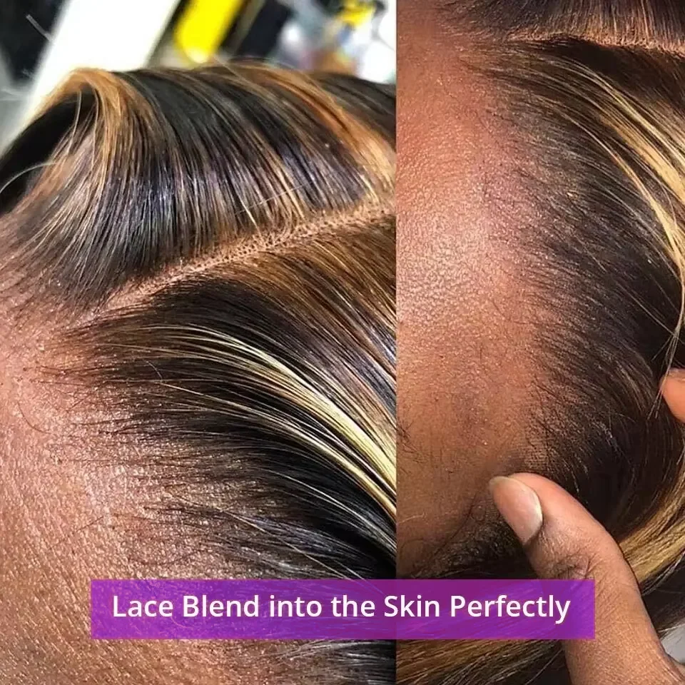 Highlight Straight 13x4 13x6 Lace Front Human Hair Wigs For Women Pre Plucked Blonde Colored Lace Frontal Wig Brazilian Remy