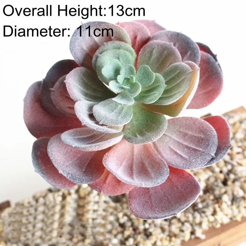 Mini Artificial Red Flocking Succulent Plant for Home and Office Decor