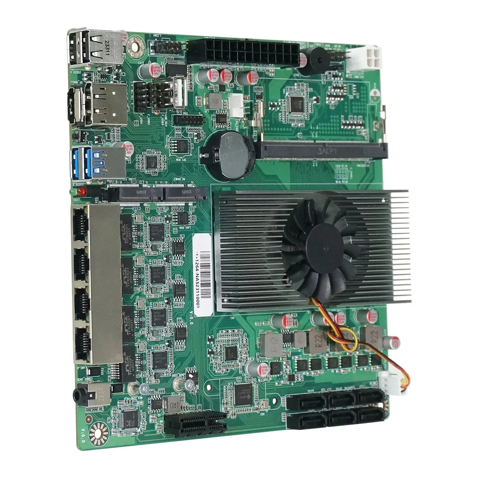 Intel N100 Mini ITX Mainboard 6-Bay NAS Motherboard 6xSATA3.0 4xi226 Lan 1xPCIE 1xDDR5 2.5G 2xUSD3.0 HD DP Firewall Soft Router 6