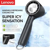 Ventilateur portatif Lenovo, petit ventilateur de réfrigération, climatiseur portable silencieux, affichage LED haute vitesse, puissance de vent élevée, ventilateur à charge USB 2