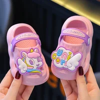 Summer Aged 0-4 Children Slippers Cute Cartoon Pony Baby Sandals For Girls Flip Flops Non-Slip Toddler Home Kids Garden Shoes 2