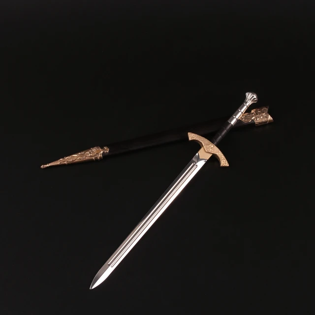 Espada Medieval Excalibur hecha a mano, 21cm, escala 1:6, 7 , pequeña  espada corta histórica, cuchillo