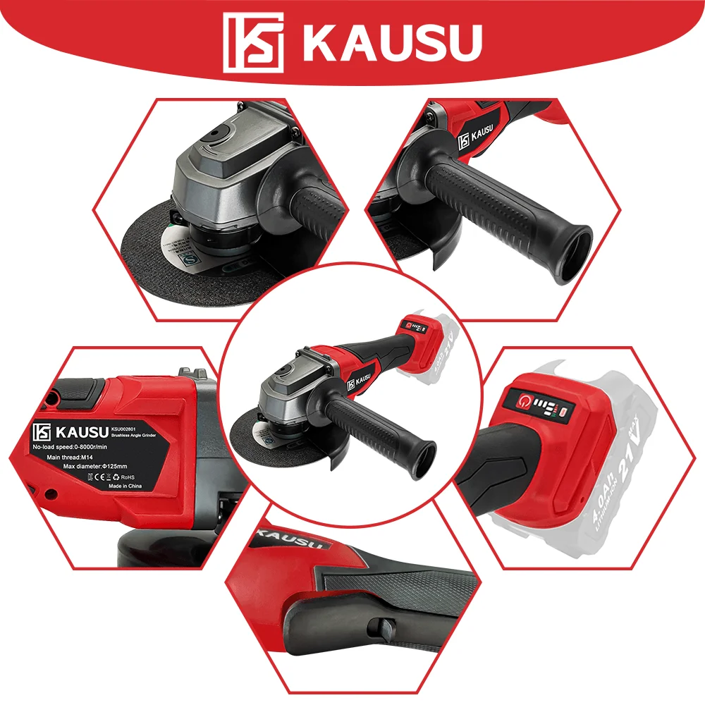 125MM M14 Brushless Electric Angle Grinder Variable Speed Cutting Machine Grinding Power Tool For Makita 18V Battery(No Battery) 6