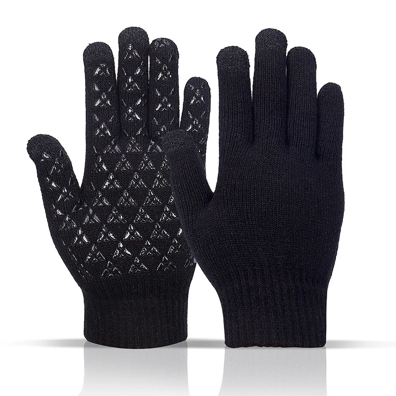 

Factory Direct Supply Autumn and Winter Men and Women Warm Velvet Cotton Gloves Korean Thick Fashion Knitted Touch-Screen Gloves