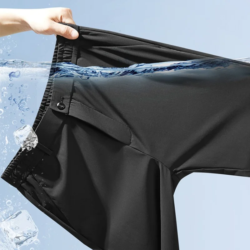 

Summer High Stretch Soft Suit Pants Men Thin Fashion Business Elastic Waist Korean Slim Fit Brand Clothes Casual Formal Trousers