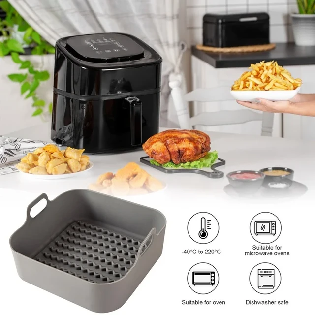 AirFryer Silicone Basket Pot Silicone Mold Air Fryer Easy To Clean Oven  Baking Trays Pizza Plate Grill Pan Air Fryer Accessories