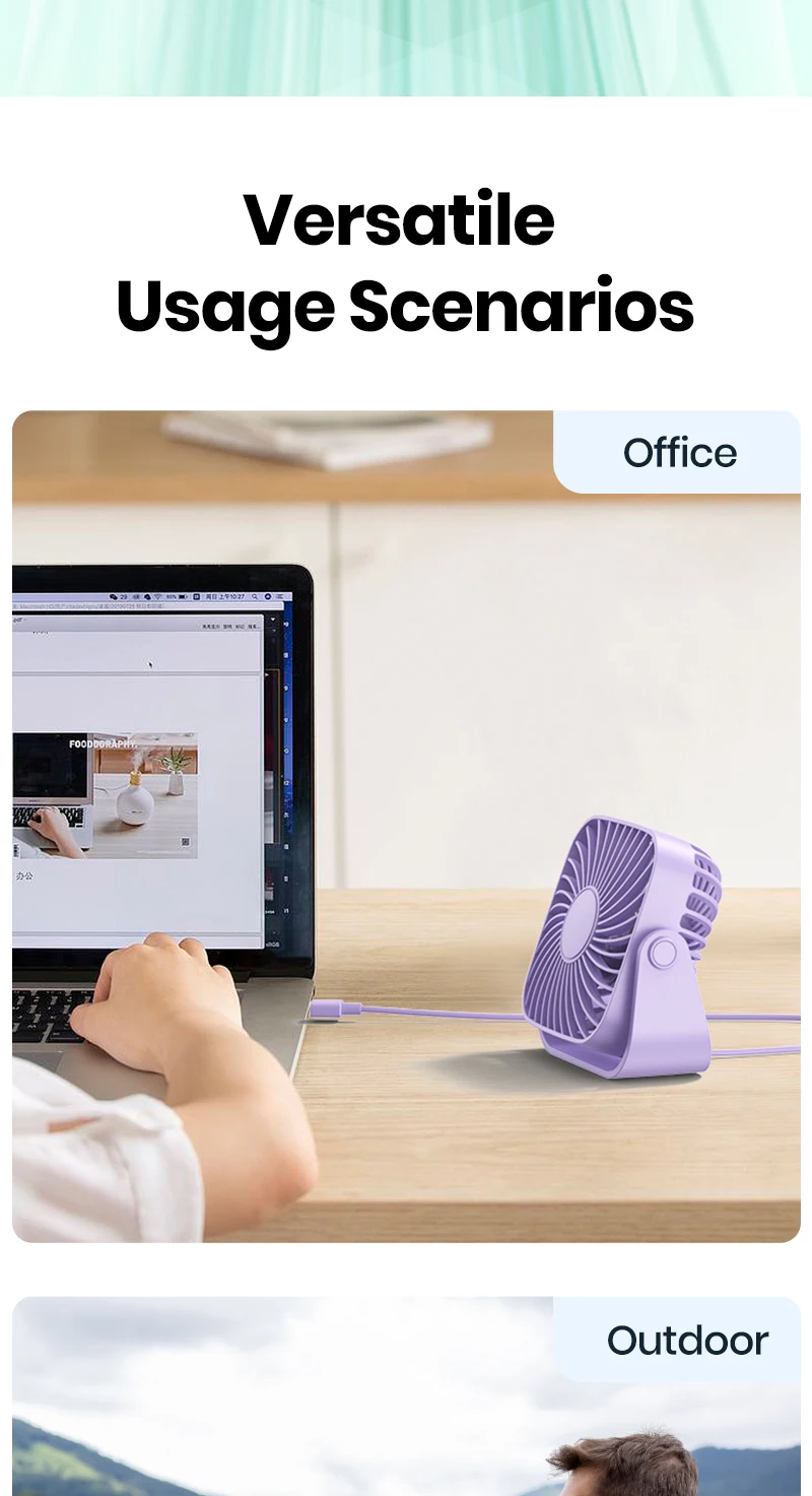 4Inch USB Mini Desk Fan,3 Speeds Quiet Portable Desktop Table Fan,360°Adjustment