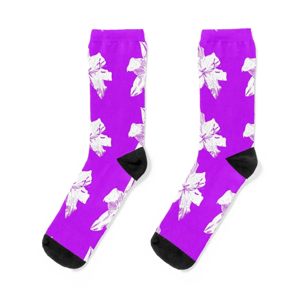 White Lily White Print Socks anti slip football anime Mens Socks Women's