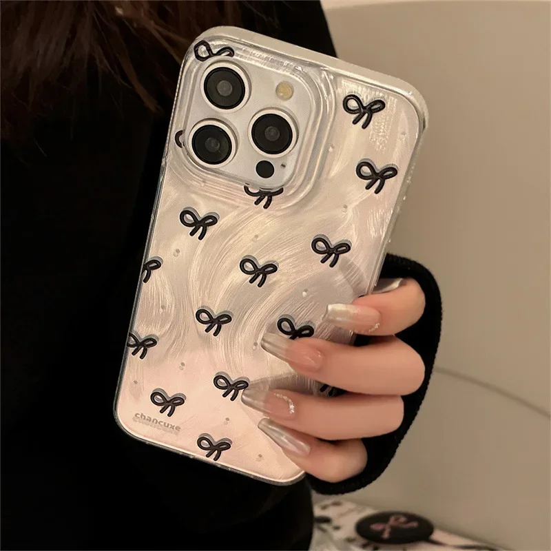 Korean Mini Bow Knot Laser Silver Phone Case