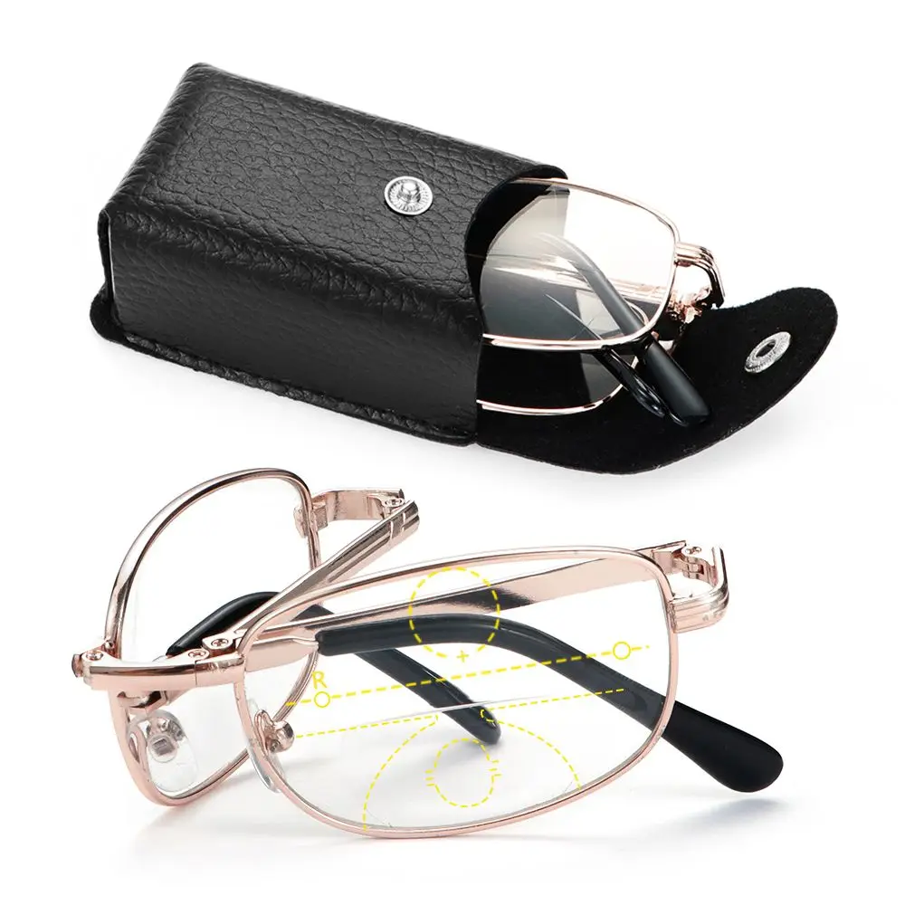 Moveable Spectacles Folding Far Near Sight Eyewear Presbyopia Eyeglasses Metal Reading ...