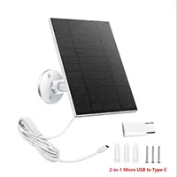 Chargeur solaire étanche 10W 5V 2-en-1 Micro USB Type-C avec câble de 2m, portable pour caméra de sécurité et téléphone portable 1