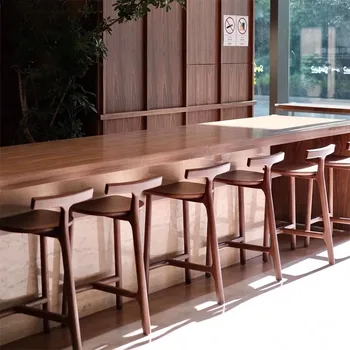 Nordic Reception Bar Chairs Wooden Creative Design Fashion Backrest Bar Chairs Minimalist Adults Lounge Muebles Salon Furniture 1