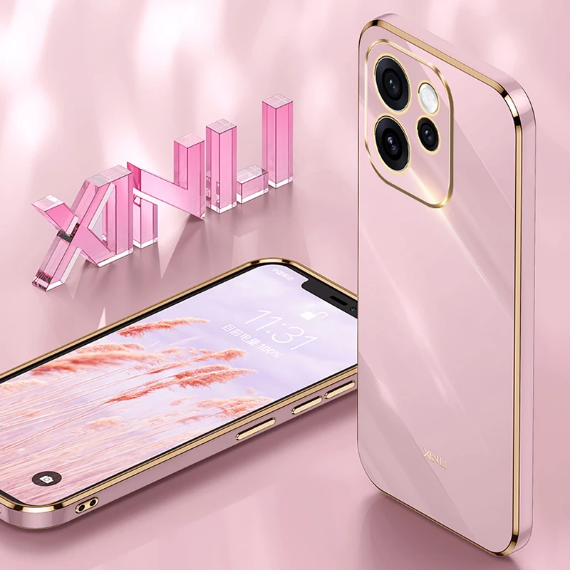 Luxury Colorfast Plating Phone Case - Soft Straight Edge Back Cover Shell