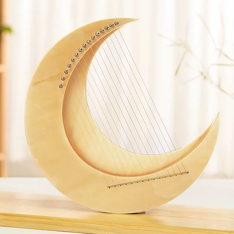 Hluru 8/11/15 Strings Lyre Harp Creative Moon Lyre Stringed Instruments Portable Beginner Harps Musical Instrument Gifts