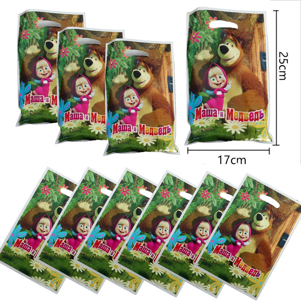 thumbnail image 1 of Bolsa de regalo con temática de oso animal, paquete de dulces para decoración de fiesta de cumpleaños, suministros para fiestas de niñas, lotes de embalaje de almacenamiento, bolsa Kraft, caja de rega, 1 of 4