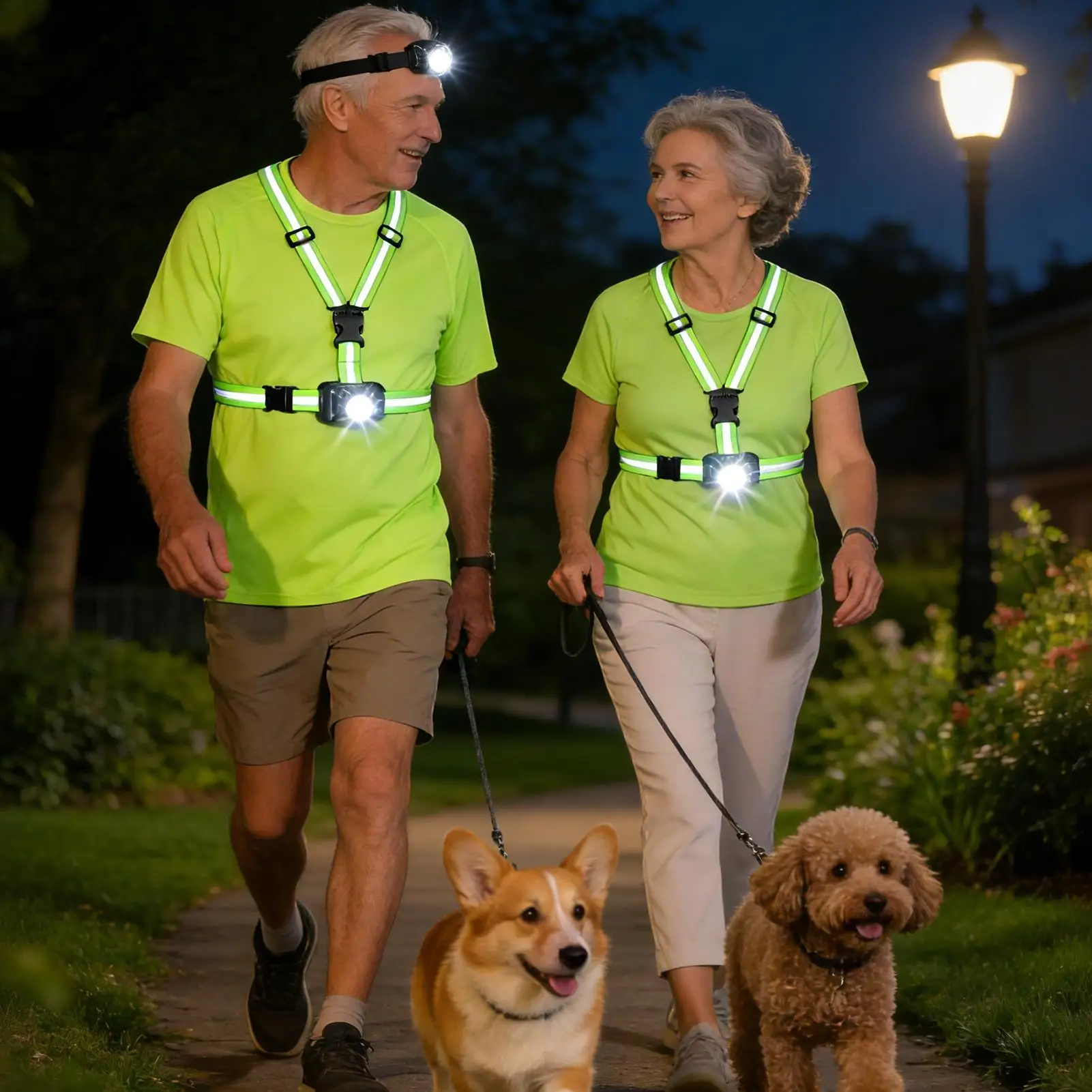 Brust-Laufleuchte 1000LM, Verstellbare LED-Lampe Wasserdichte Stirnlampe für Nachtsicherheit, Wandern Radfahren Camping Arbeit Joggen – Detail 4