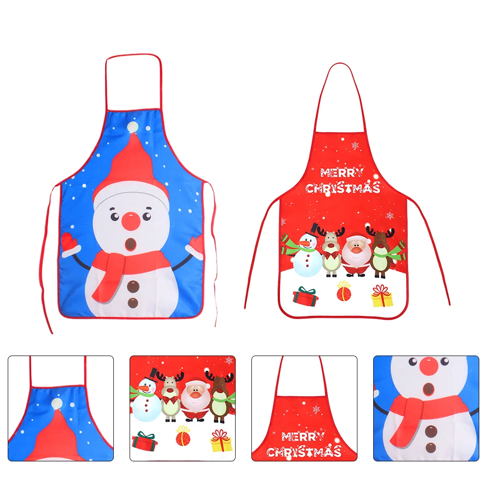 

2pcs Christmas Aprons Snowman Santa Aprons Adjustable Kitchen Cooking Apron for Christmas Party Chef Cooking Restaurant House