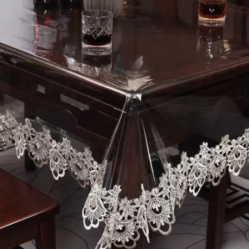Lace Embroidered PVC Tablecloth Waterproof Oil-proof Rectangle Table ...
