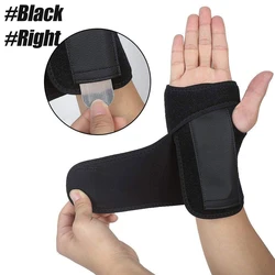 Ergonomic Wrist Brace with Metal Splint - Adjustable Support (Black - Right)