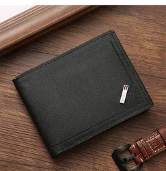 Luxury Slim Leather Bifold Wallet with Money Clip - Men's Minimalist Card Holder (Black)