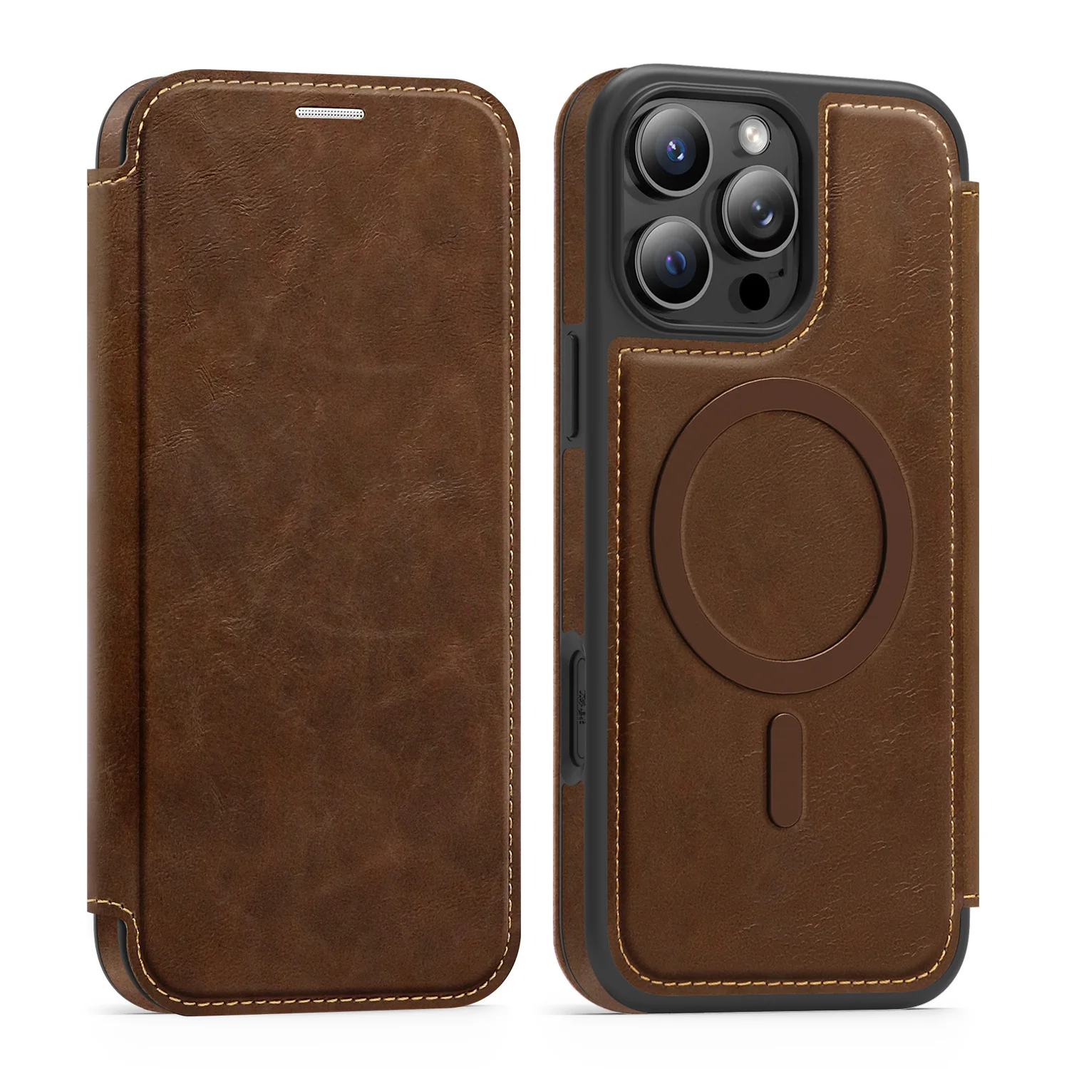 Magsafe Leather Wallet Case with Magnetic Wireless Charging and Credit Card Holder