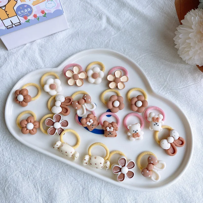 10/20/100Pcs Cute Cartoon Bear Rabbit HairBand Girls Elastic Rubber Band Headwear Flower Bow Baby Kids Hair Accessories Ornament hair accessories hair bands