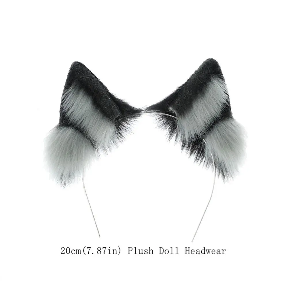 Cute Hairband 20cm Headwear Ear Black White Cat Wolf Ears Idol Headwear Cat Ear Tails Soft Headwear for Cotton Girl Gift