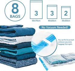 Space-Saving Roll-Up Travel Compression Bags (8 Bags)