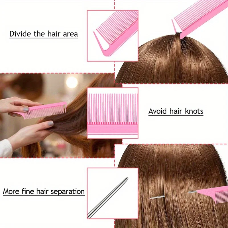 4pcs/Set Hair Loop Tool Set 2pcs French Braid Tool Loop 1pc Rat Tail Comb 1pc Elastic Hair Rubber Bands Remover Cutter 6