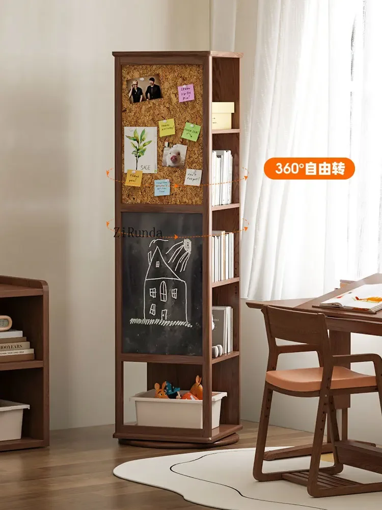1Bookshelf Floor-to-ceiling shelf Children's home creative rotatable solid wood bookcase Multi-layer storage cabinet