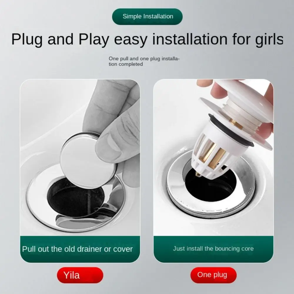 Universal Bathroom Sink Plug Stopper Washbasin Ceramics Core Bounce Up Drain Filter Bathroom Sink Drain Plug Anti-Clogging Anti-drain filter drain stopper basin drain stopper bathroom sink plug silicone drain stopper washbasin drain plug drain strainer bathroom sink stopper hair catcher stopper drain pipe plug