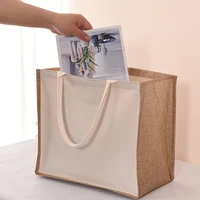 Blank DIY Painting Canvas Bags Hand Carrying Zipper Faux Linen Bags Solid Color Large Capacity Ladies Tote Shopping Bags - Image 3