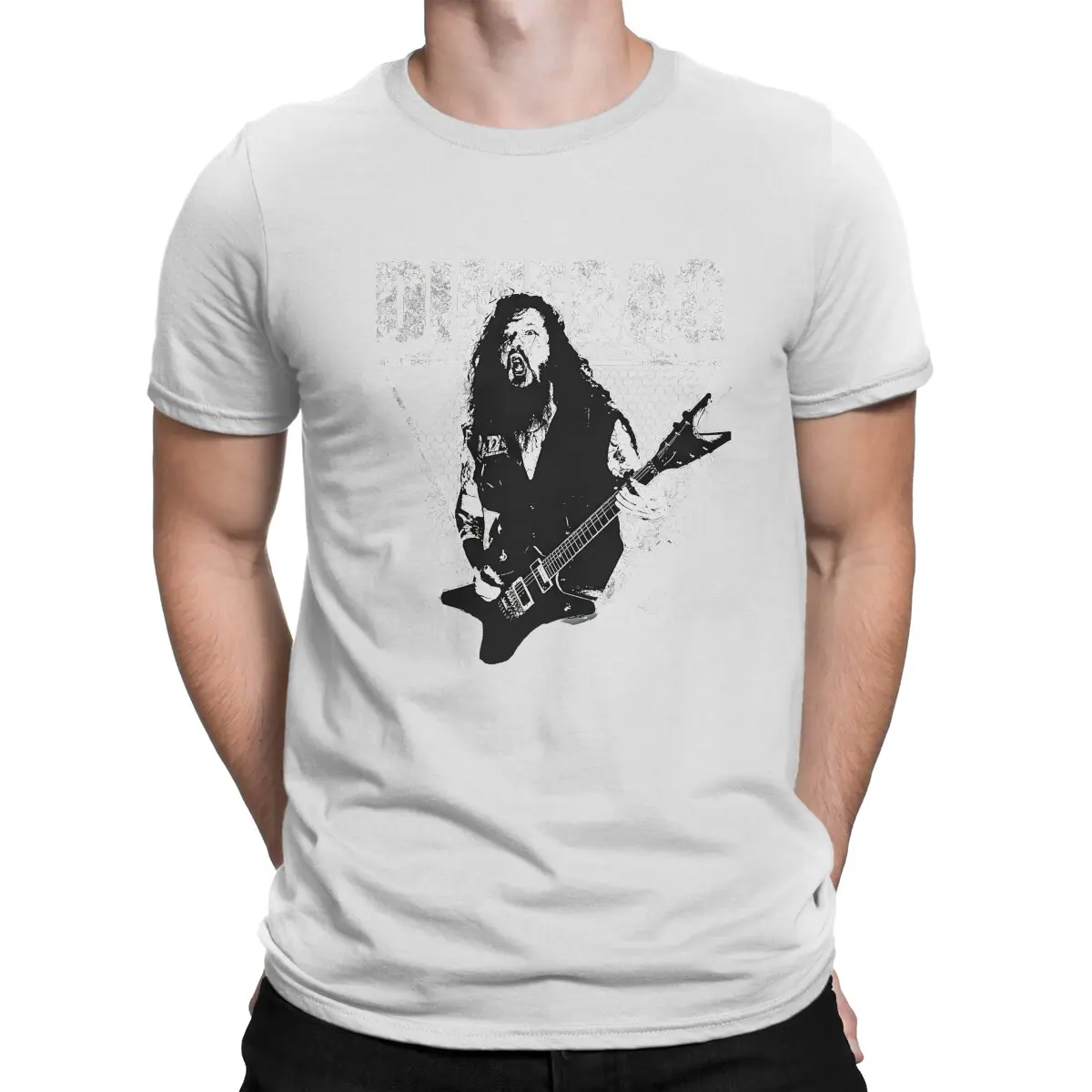 thumbnail image 1 of Camiseta de guitarrista legendario para hombre, Dimebag Darrell, cuello redondo, manga corta, tela, regalo de cumpleaños divertido y de alta calidad., 1 of 7