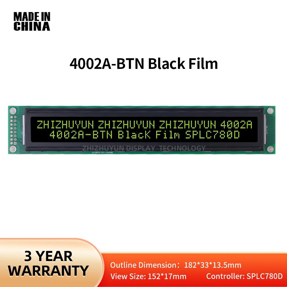 

4002A LCD Character Dot Matrix LCD Display Screen BTN Black Film Yellow Characters SPLC780D Quality Assurance