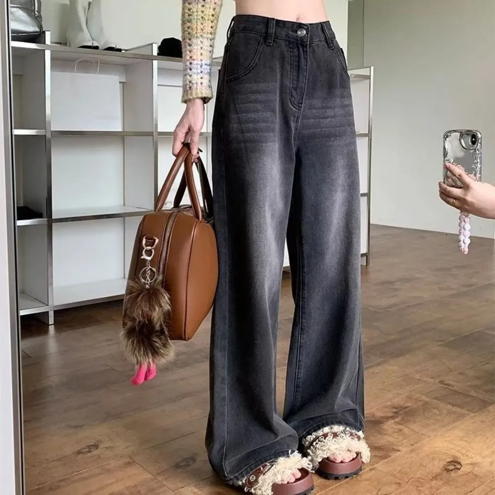 INS Style Straight Leg Y2K Jeans High Waist Loose Retro Jeans Women Autumn Baggy Denim Pants Streetwear