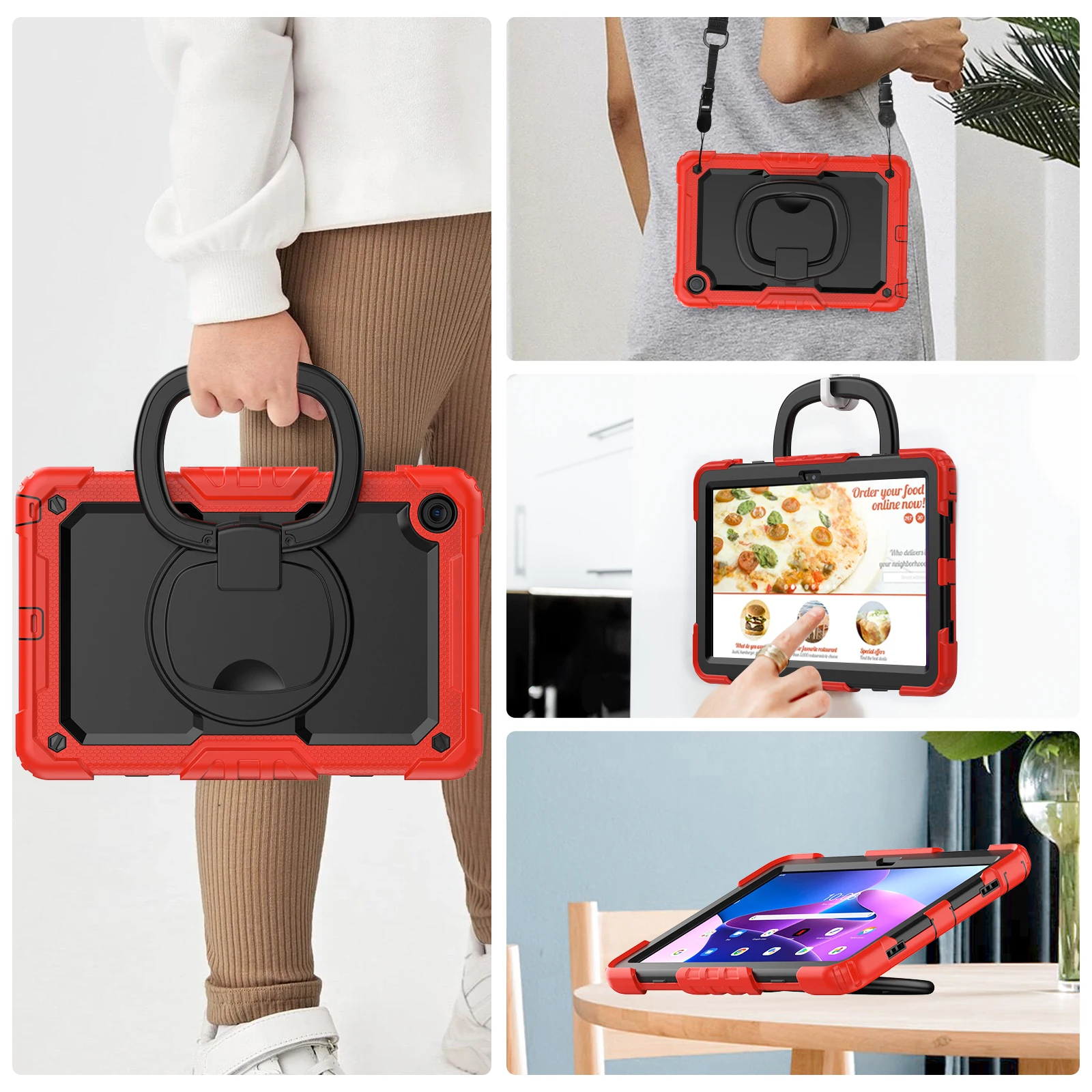 Durable Armor Tablet Case with Pull Ring Stand