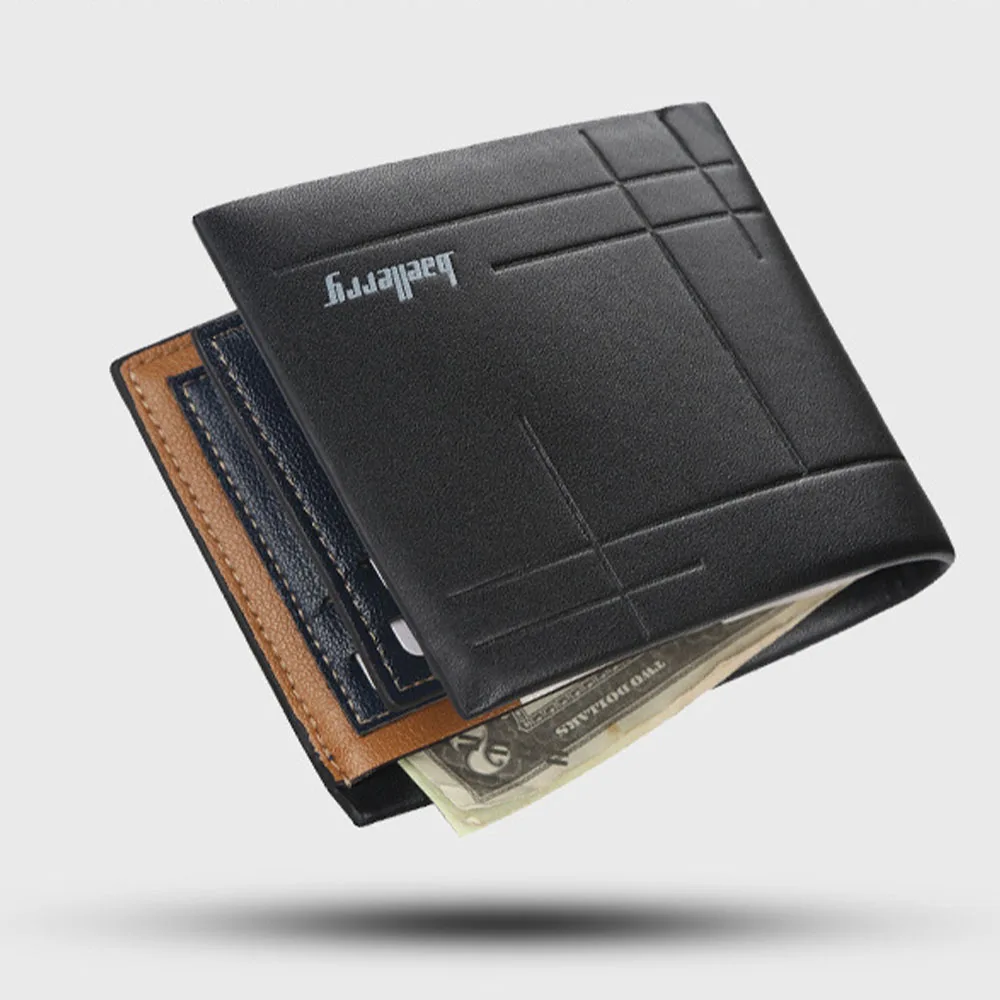 1Pcs/Baellerry Men's Short Wallet, Horizontal Multi-Card Slot Wallet, Business Slim Card Holder, Travel Everyday Carry Wallet