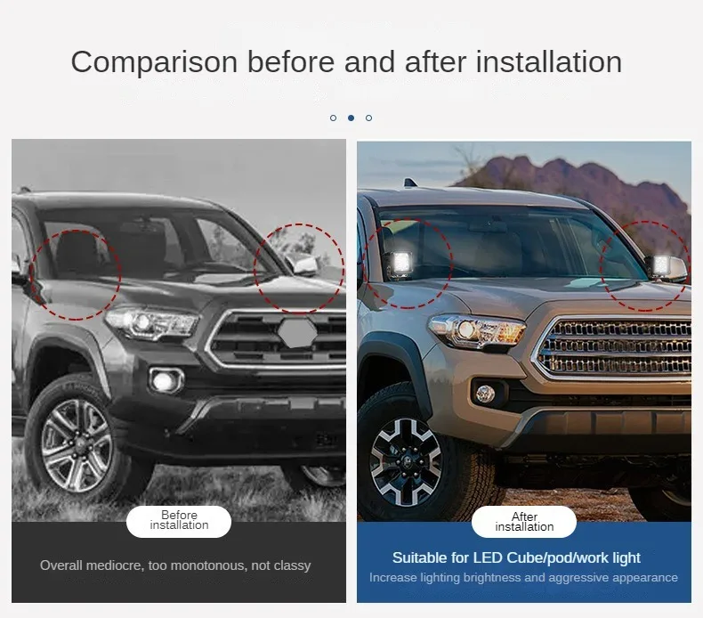 Spedking Windshield Base Cowl Panel Engine Hood Ditch light LED pod work lights Mount Brackets for 2016- Tacoma